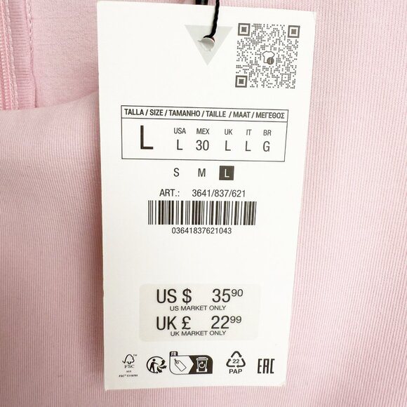 Zara Interlock Dress Pastel Pink NEW Sz L - Picture 4 of 6